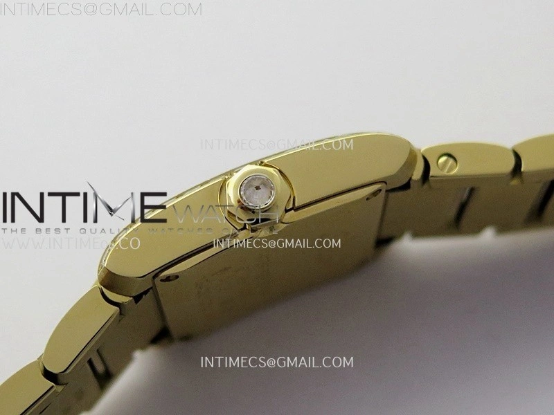 Tank Francaise Ladies 21.2mm Diamond Bezel YG 8848F 1:1 Best Edition Silver Dial on YG Bracelet Ronda Quartz V2